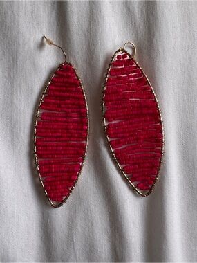 Panacea Cache Fuchsia Beaded Marquise Drop Earrings